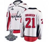 Youth Washington Capitals #21 Lucas Johansen Fanatics Branded White Away Breakaway 2018 Stanley Cup Final Champions NHL Jersey