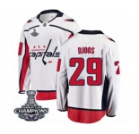 Youth Washington Capitals #29 Christian Djoos Fanatics Branded White Away Breakaway 2018 Stanley Cup Final Champions NHL Jersey