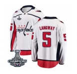 Youth Washington Capitals #5 Rod Langway Fanatics Branded White Away Breakaway 2018 Stanley Cup Final Champions NHL Jersey