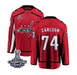 Youth Washington Capitals #74 John Carlson Fanatics Branded Red Home Breakaway 2018 Stanley Cup Final Champions NHL Jersey