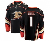 Anaheim Ducks #1 Lukas Dostal Authentic Black Home Fanatics Branded Breakaway Hockey Jersey