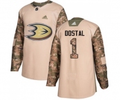 Anaheim Ducks #1 Lukas Dostal Authentic Camo Veterans Day Practice Hockey Jersey