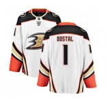 Anaheim Ducks #1 Lukas Dostal Authentic White Away Fanatics Branded Breakaway Hockey Jersey