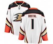 Anaheim Ducks #1 Lukas Dostal Authentic White Away Fanatics Branded Breakaway Hockey Jersey