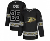 Anaheim Ducks #25 Ondrej Kase Premier Black Team Logo Fashion Hockey Jersey
