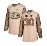 Anaheim Ducks #30 Ryan Miller Authentic Camo Veterans Day Practice Hockey Jersey
