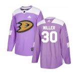 Anaheim Ducks #30 Ryan Miller Authentic Purple Fights Cancer Practice Hockey Jersey