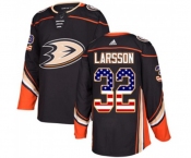 Anaheim Ducks #32 Jacob Larsson Authentic Black USA Flag Fashion Hockey Jersey