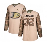 Anaheim Ducks #32 Jacob Larsson Authentic Camo Veterans Day Practice Hockey Jersey