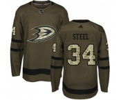 Anaheim Ducks #34 Sam Steel Authentic Green Salute to Service Hockey Jersey