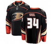 Anaheim Ducks #34 Sam Steel Fanatics Branded Black Home Breakaway Hockey Jersey