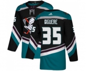 Anaheim Ducks #35 Jean-Sebastien Giguere Authentic Black Teal Alternate Hockey Jersey