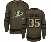Anaheim Ducks #35 Jean-Sebastien Giguere Authentic Green Salute to Service Hockey Jersey