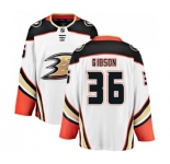 Anaheim Ducks #36 John Gibson Fanatics Branded White Away Breakaway Hockey Jersey
