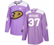 Anaheim Ducks #37 Nick Ritchie Authentic Purple Fights Cancer Practice Hockey Jersey