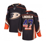 Anaheim Ducks #47 Hampus Lindholm Authentic Black USA Flag Fashion Hockey Jersey