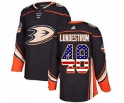 Anaheim Ducks #48 Isac Lundestrom Authentic Black USA Flag Fashion Hockey Jersey