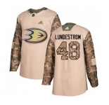 Anaheim Ducks #48 Isac Lundestrom Authentic Camo Veterans Day Practice Hockey Jersey