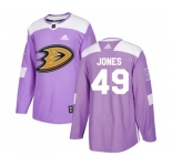 Anaheim Ducks #49 Max Jones Authentic Purple Fights Cancer Practice Hockey Jersey