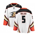 Anaheim Ducks #5 Korbinian Holzer Fanatics Branded White Away Breakaway Hockey Jersey