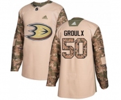 Anaheim Ducks #50 Benoit-Olivier Groulx Authentic Camo Veterans Day Practice Hockey Jersey