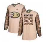 Anaheim Ducks #53 Max Comtois Authentic Camo Veterans Day Practice Hockey Jersey