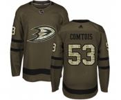 Anaheim Ducks #53 Max Comtois Authentic Green Salute to Service Hockey Jersey