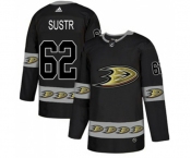 Anaheim Ducks #62 Andrej Sustr Premier Black Team Logo Fashion Hockey Jersey