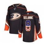 Anaheim Ducks #8 Teemu Selanne Authentic Black USA Flag Fashion Hockey Jersey