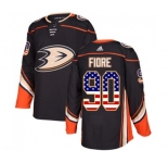 Anaheim Ducks #90 Giovanni Fiore Authentic Black USA Flag Fashion Hockey Jersey