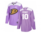 Men Adidas Anaheim Ducks #10 Corey Perry Purple Authentic Fights Cancer Stitched NHL Jersey
