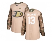 Men Adidas Anaheim Ducks #13 Teemu Selanne Camo Authentic 2017 Veterans Day Stitched NHL Jersey