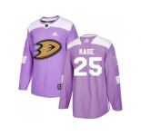 Men Adidas Anaheim Ducks #25 Ondrej Kase Purple Authentic Fights Cancer Stitched NHL Jersey