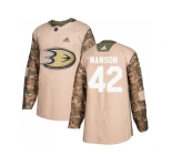 Men Adidas Anaheim Ducks #42 Josh Manson Camo Authentic 2017 Veterans Day Stitched NHL Jersey