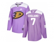 Men Adidas Anaheim Ducks #7 Andrew Cogliano Purple Authentic Fights Cancer Stitched NHL Jersey