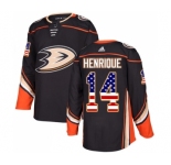 Men's Adidas Anaheim Ducks #14 Adam Henrique Authentic Black USA Flag Fashion NHL Jersey