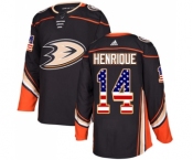 Men's Adidas Anaheim Ducks #14 Adam Henrique Authentic Black USA Flag Fashion NHL Jersey