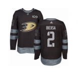 Men's Adidas Anaheim Ducks #2 Kevin Bieksa Authentic Black 1917-2017 100th Anniversary NHL Jersey