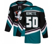 Men's Adidas Anaheim Ducks #50 Antoine Vermette Premier Black-Teal Alternate NHL Jersey