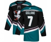 Men's Adidas Anaheim Ducks #7 Andrew Cogliano Authentic Black-Teal Alternate NHL Jersey