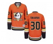 Men's Reebok Anaheim Ducks #30 Dustin Tokarski Authentic Orange Third NHL Jersey