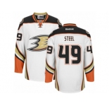 Men's Reebok Anaheim Ducks #49 Sam Steel Authentic White Away NHL Jersey