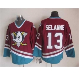nhl jerseys anaheim ducks #13 selanne red[m&n]