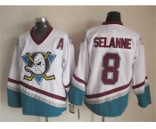 nhl jerseys anaheim ducks #8 teemu selanne white[patch A][m&n]