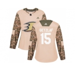 Women Adidas Anaheim Ducks #15 Ryan Getzlaf Camo Authentic 2017 Veterans Day Stitched NHL Jersey