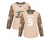 Women Adidas Anaheim Ducks #9 Paul Kariya Camo Authentic 2017 Veterans Day Stitched NHL Jersey