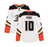 Women Anaheim Ducks #10 Corey Perry Authentic White Away Hockey Jersey