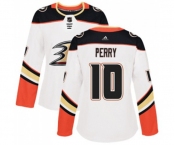 Women Anaheim Ducks #10 Corey Perry Authentic White Away Hockey Jersey