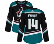 Women Anaheim Ducks #14 Adam Henrique Authentic Black Teal Alternate Hockey Jersey