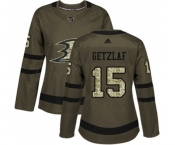 Women Anaheim Ducks #15 Ryan Getzlaf Authentic Green Salute to Service Hockey Jersey